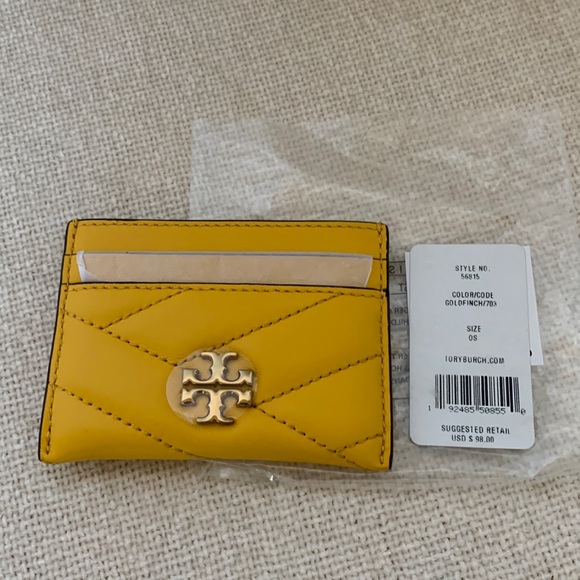 Tory Burch Kira Chevron Goldfinch Card Case - Picture 1 of 6